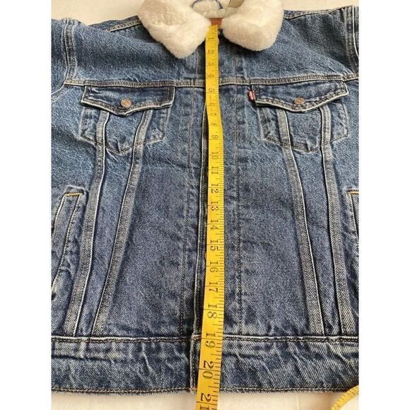 Levi's Women’s Cozy Faux Fur Collar Ex-Boyfriend Trucker Denim Jacket Sz XL NWT - Picture 6 of 11